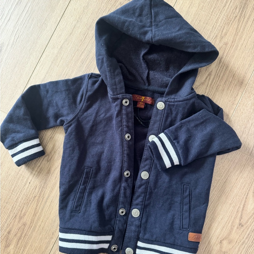 7 For All Mankind Kids Dark Blue Jacket with White Stripes